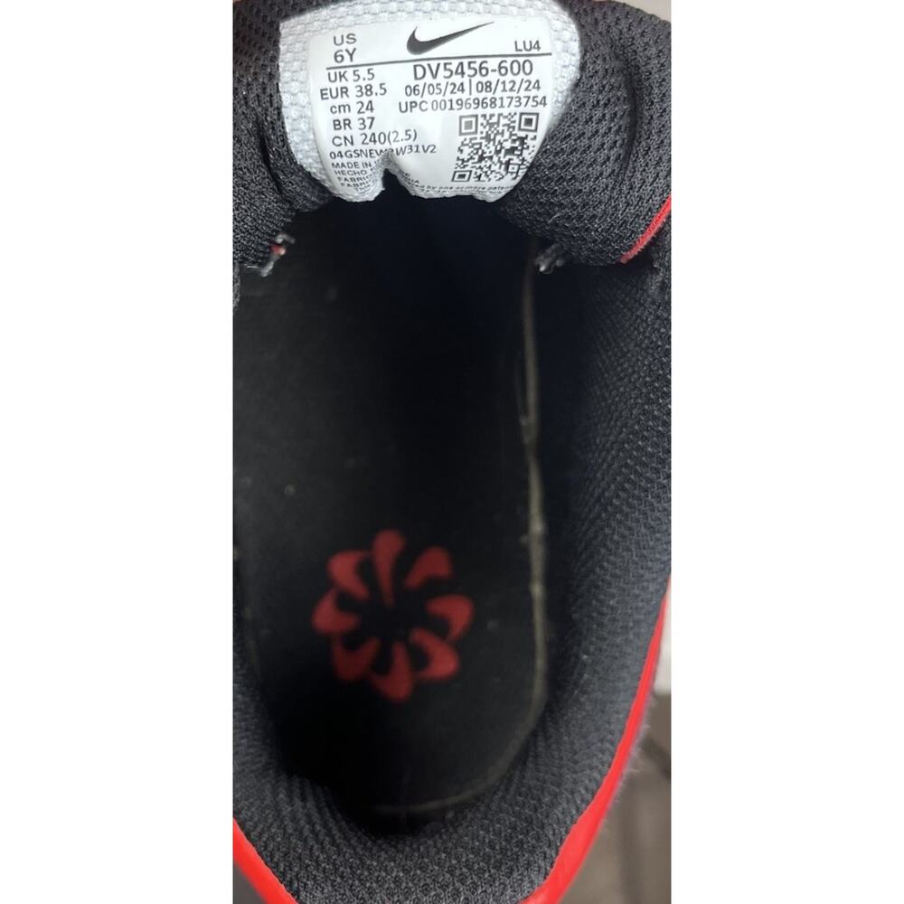 Nike Court Low Red Black Youth 6Y Sneaker Women 7.5 DV5456-600 Tennis Shoe - Picture 7 of 7